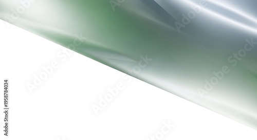 Abstract Flowing Metallic Surface with Green and Silver Hues.