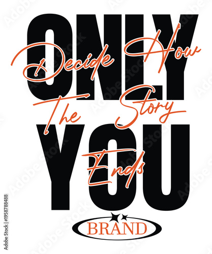 Only decide how you the story ends brand emblem with stars in oval shape