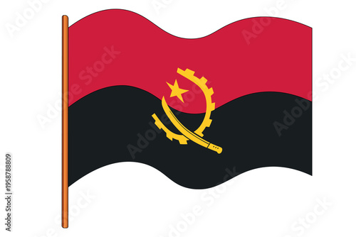 Flag of Angola. Angolan national symbol in official colors. Template icon. Abstract vector background.