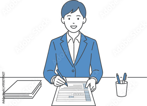 履歴書を書く就活生（応募書類・エントリー・就職活動・転職）