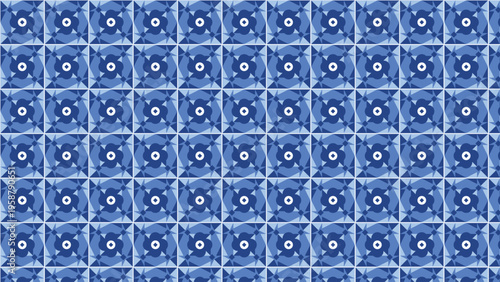 Portuguese azulejo seamless pattern vector, traditional blue ceramic tile background, mediterranean geometric floral mosaic texture, classic indigo porcelain wallpaper for interior design