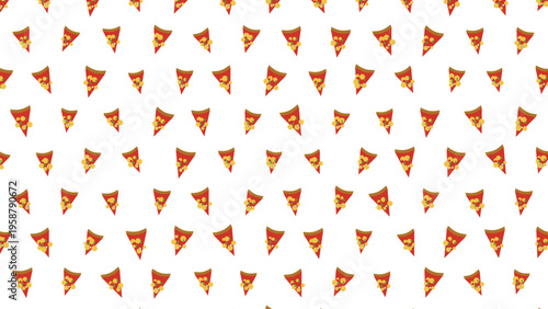 Cartoon pizza slice seamless pattern, hand drawn pepperoni pizza slices on white background, fast food restaurant wallpaper vector, italian cuisine textile print for fabric and packaging