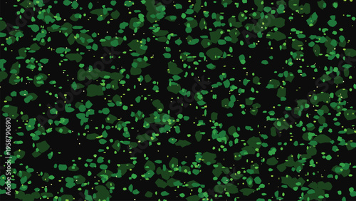 Emerald green glitter texture on black background, sparkling emerald particles and glowing sequins vector, festive green confetti pattern for luxury branding and holiday celebration