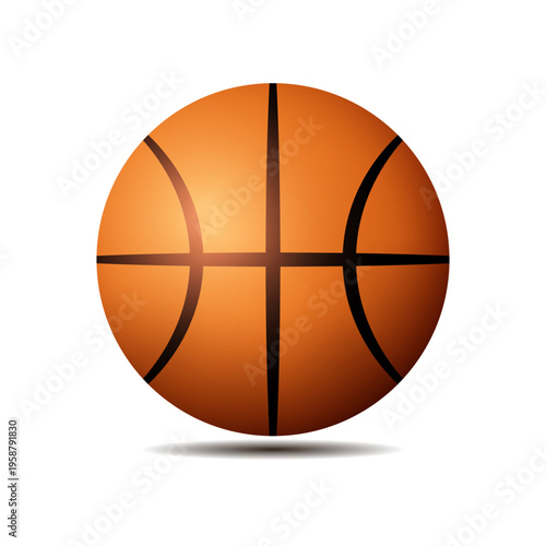 Basketball. 3D ball. Vector clipart isolated on white background. Hand drawn illustration.
