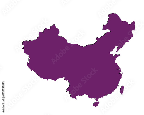 Map of China, sign silhouette. World Map Globe. Vector Illustration isolated on white background. Asian continent.