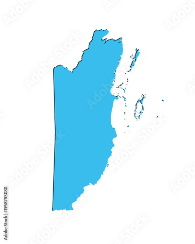 Map of Belize, sign silhouette. World Map Globe. Vector Illustration isolated on white background. Central America continent.