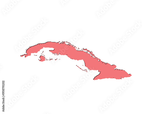 Map of Cuba, sign silhouette. World Map Globe. Vector Illustration isolated on white background. Central America continent.