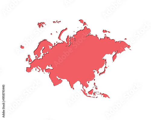 Map of Eurasia, sign silhouette. World Map Globe. Vector Illustration isolated on transparent background. Europe and Asia continent.