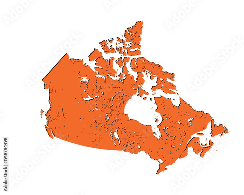 Map of Canada, sign silhouette. World Map Globe. Vector Illustration isolated on white background. North America continent.