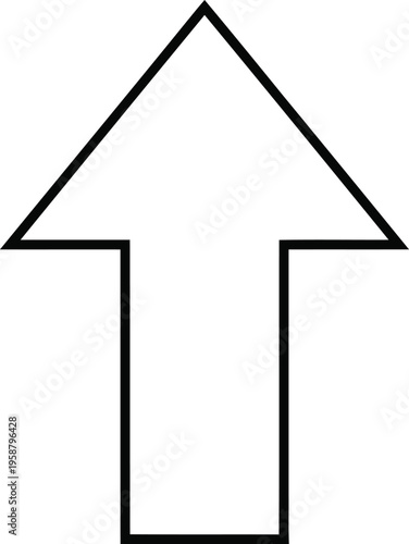 A simple black and white line art illustration of a single upwards pointing arrow on a background Vector