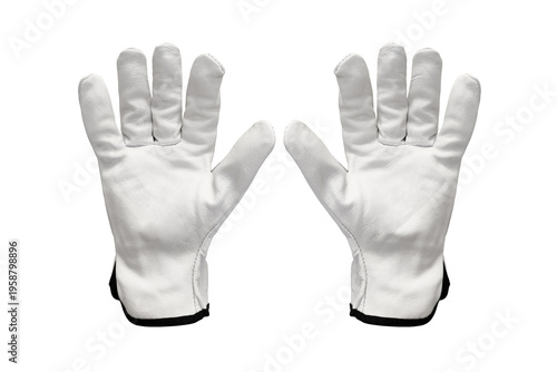 White leather protective gloves