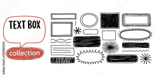 Hand Drawn Doodle Text Boxes Speech Bubbles Frames and Shapes Collection vector illustration