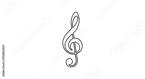 Black outline treble clef music symbol on white background