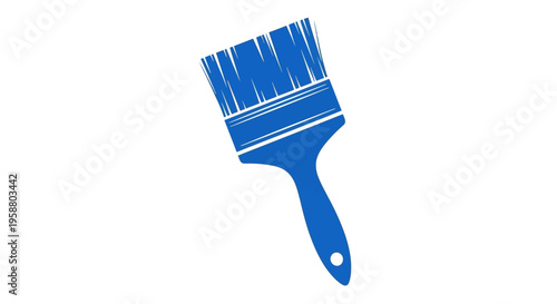 Blue paint brush tool flat icon on white background