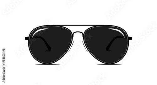 Classic black aviator sunglasses vector illustration on white background