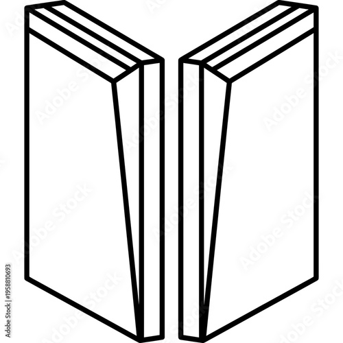 Minimalistic wooden bookbinding backing boards outline icon