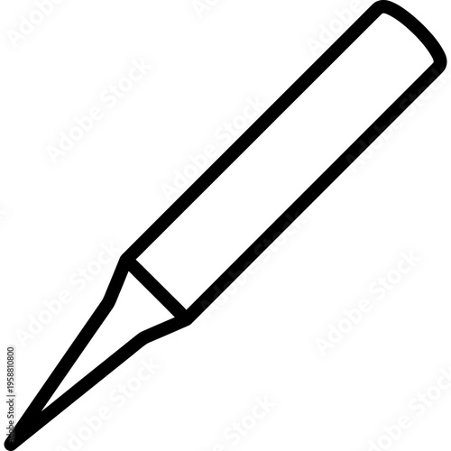 Minimalistic fine point pyrography detail tip outline icon