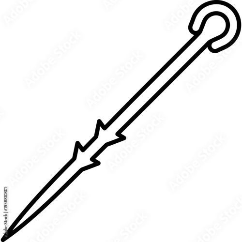 Minimalistic barbed felting needle outline icon