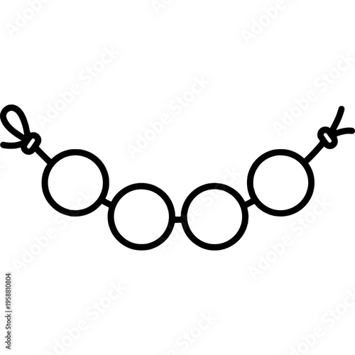 Minimalistic round felted wool beads on string outline icon