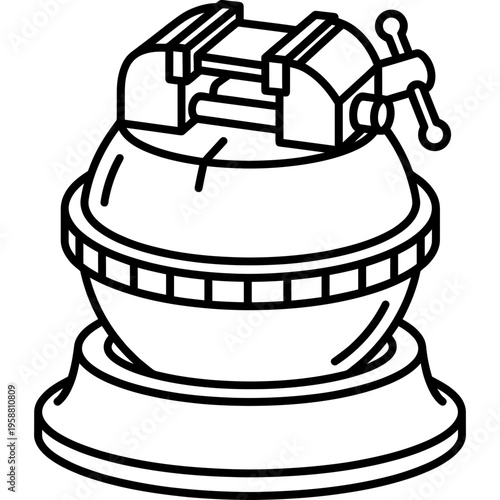 Minimalistic engraving block ball vise outline icon