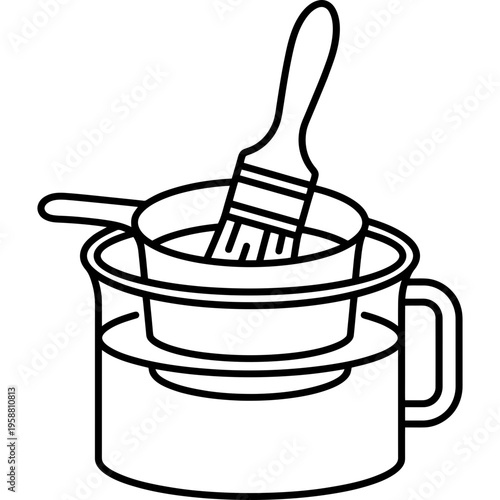 Minimalistic double boiler hide glue pot outline icon