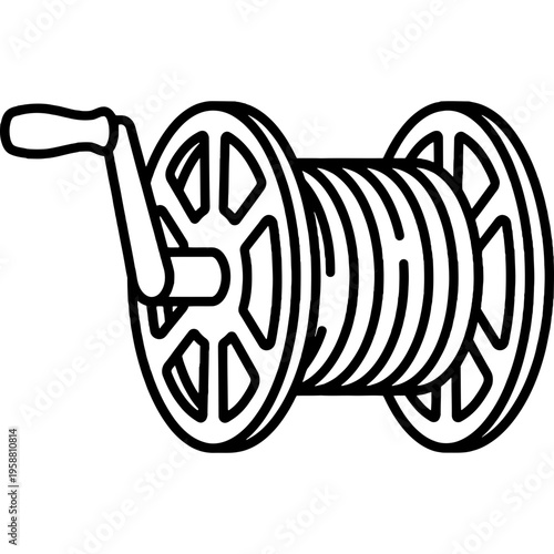 Minimalistic kite string winding spool reel outline icon