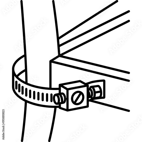 Minimalistic band clamp around chair frame outline icon