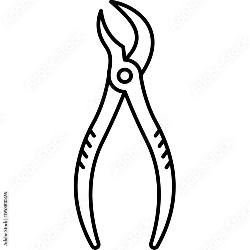 Minimalistic dental extraction forceps beaked jaws outline icon