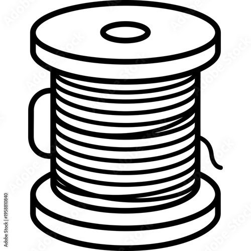 Minimalistic fine gold inlay wire spool outline icon