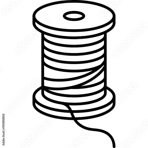 Minimalistic fine model rigging thread spool outline icon