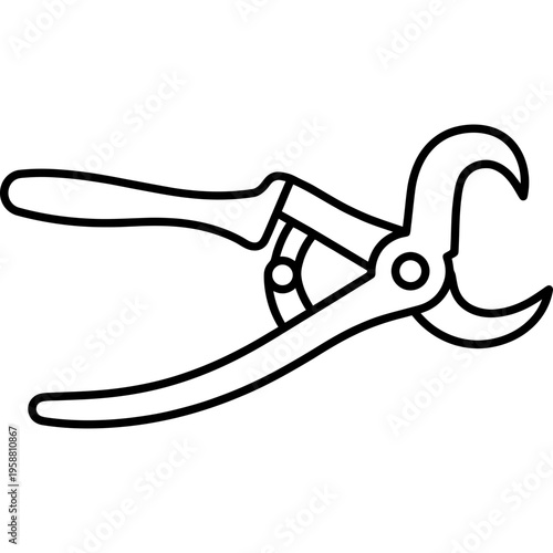 Minimalistic historical pelican tooth extractor outline icon