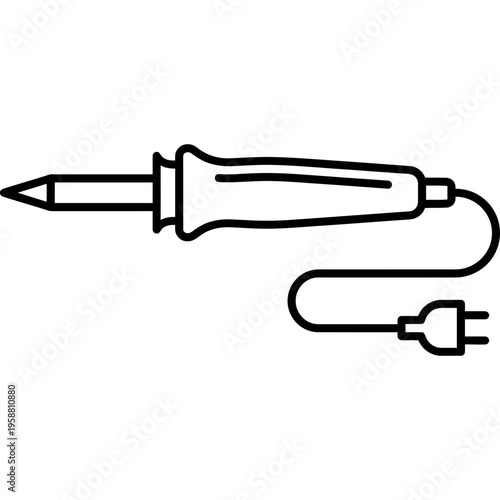Minimalistic electric pyrography pen tool outline icon