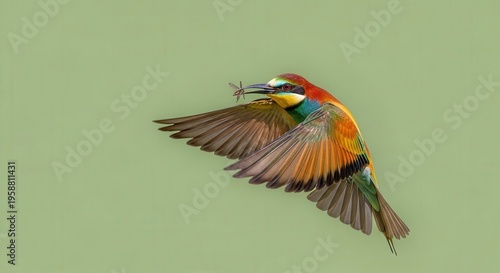 Vivid Colored Bird in Flight Showcasing Bright Plumage and Graceful Wings