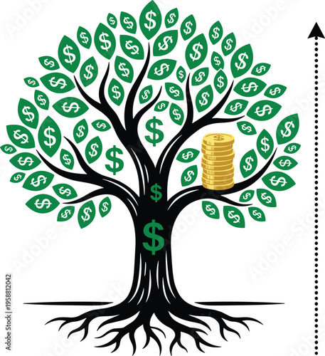 Financial Growth A Symbol of Prosperity and Abundant Wealth Represented by a Money Tree