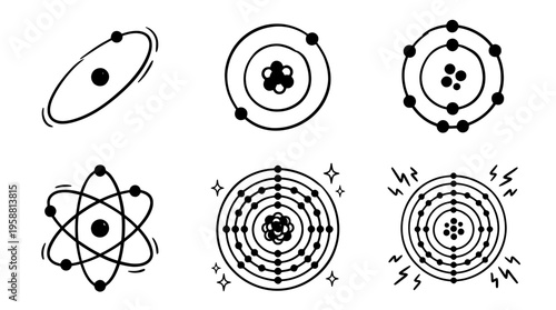 periodic table line vector set. black color sketches style on white background. Vector illustration.