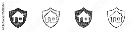 Sketch home security icon design set