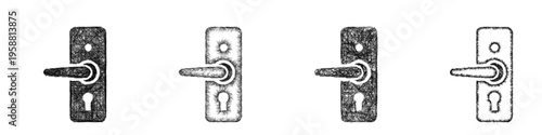 Sketch door lock icon design set