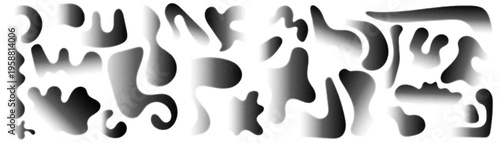 Abstract shapes collection. Organic fluid forms with soft gradient shading. Modern liquid elements for backgrounds and compositions