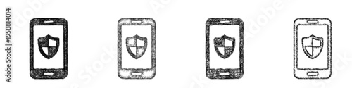 Sketch mobile security app icon design set