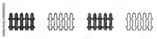 Sketch security fence icon design set