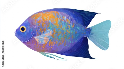 Cartoon illustration of a vibrantly colored clownfish in an underwater environment. This image is designed to capture the lively spirit and beauty of marine life.