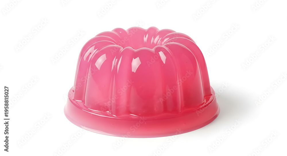 Fototapeta premium A pink jelly mold sitting on a white surface with a slight shadow to the right