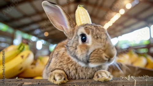 Adorable Bunny Rabbit with a Crown Posing for the Camera.