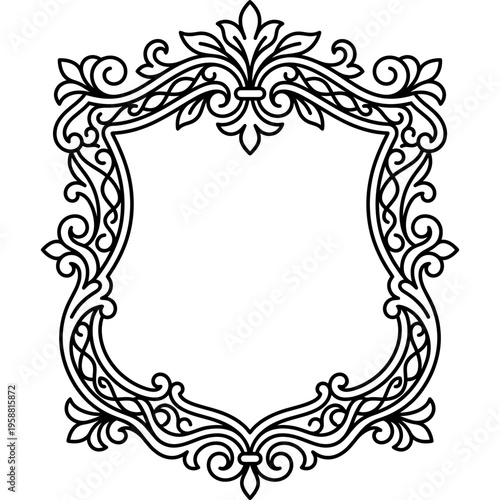 Minimalistic decorative ex libris bookplate outline icon