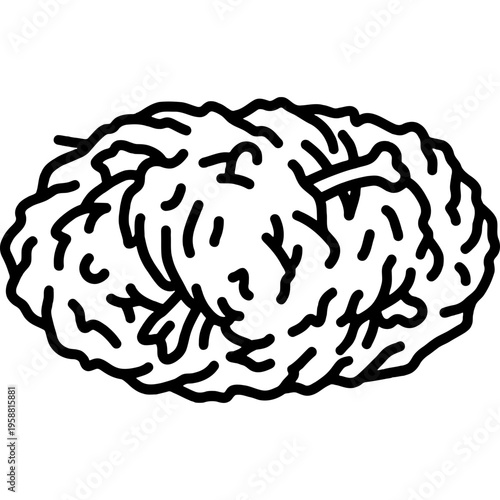 Minimalistic falconry casting fur ball pellet outline icon