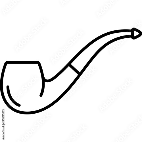 Minimalistic classic briar wood smoking pipe outline icon