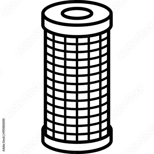 Minimalistic cylindrical pipe filter cartridge outline icon
