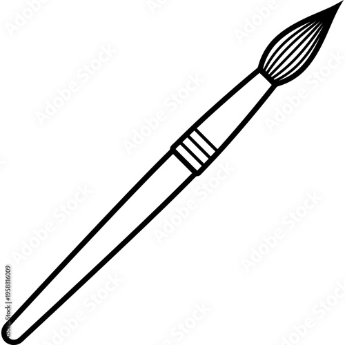 Minimalistic fine pointed sable hair brush outline icon