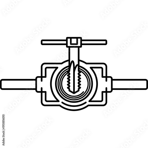 Minimalistic metal screw cutting plate die outline icon
