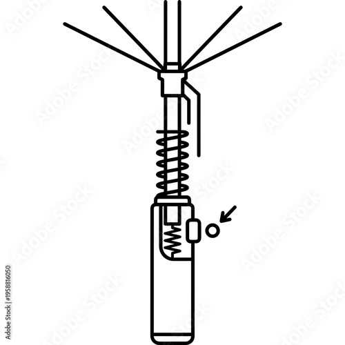 Minimalistic automatic umbrella spring release outline icon